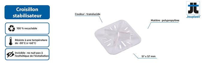 Lot 48 croisillons stabilisateur Jouplast CrossDalle 3 mm pour dalle céramique